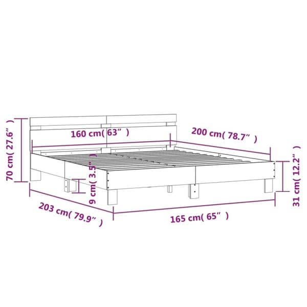 sengeramme med sengegavl 160x200 cm konstrueret træ sonoma-eg