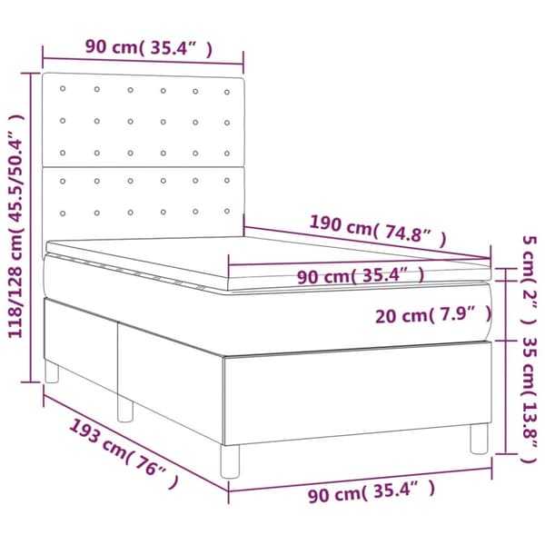 kontinentalseng med madras 90x190 cm kunstlæder hvid