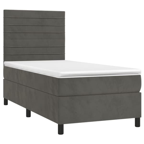 Ramsäng med madrass mörkgrå 80x200 cm sammet