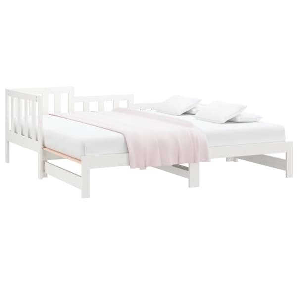 daybed med udtræk 2x(80x200) cm massivt fyrretræ hvid