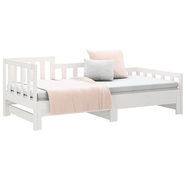 daybed med udtræk 2x(80x200) cm massivt fyrretræ hvid