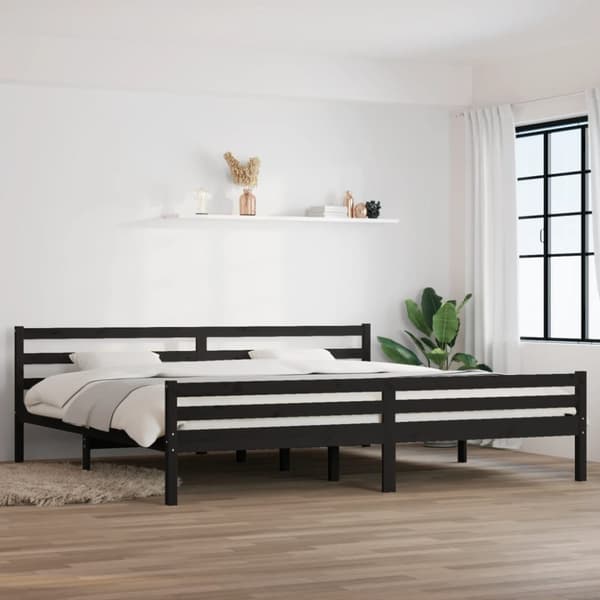 sengeramme 200x200 cm massivt træ sort