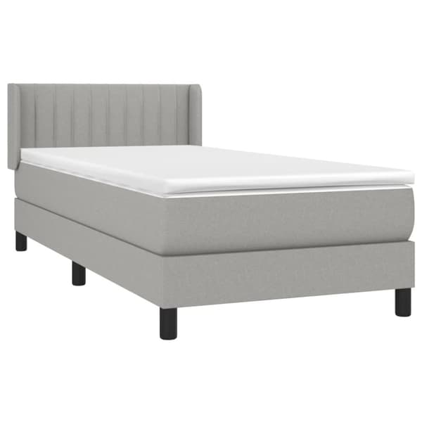 Ramsäng med madrass ljusgrå 90x190 cm tyg