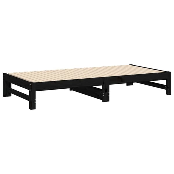 daybed med udtræk 2x(90x190) cm massivt fyrretræ sort
