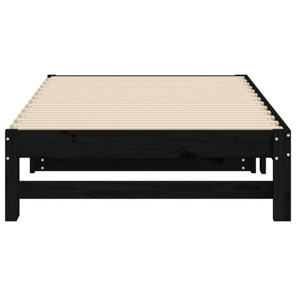 daybed med udtræk 2x(90x190) cm massivt fyrretræ sort