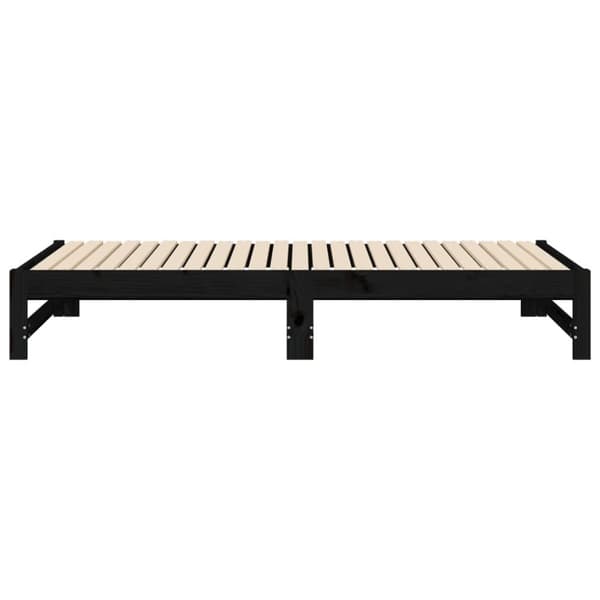 daybed med udtræk 2x(90x190) cm massivt fyrretræ sort