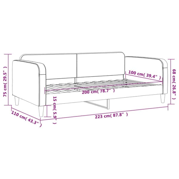 daybed 100x200 cm stof lysegrå