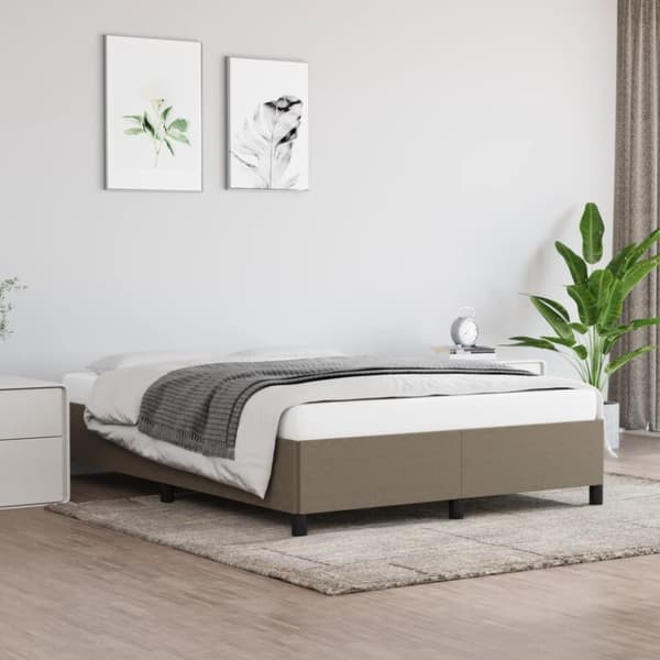 Sängynrunko ilman patjaa, taupe, 140x200 cm, verhoiltu kankaalla