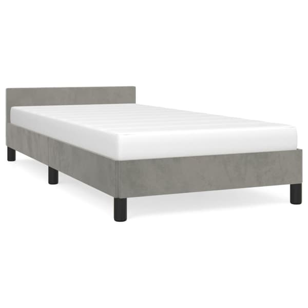 sengeramme med sengegavl 90x200 cm fløjl lysegrå