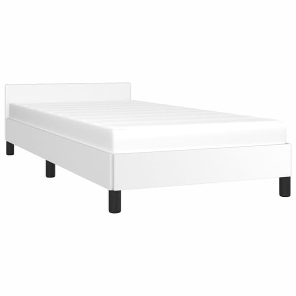 Sängram med huvudgavel vit 80x200 cm konstläder