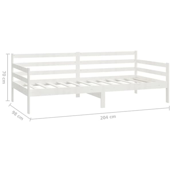 daybed med madras 90x200 cm massivt fyrretræ hvid