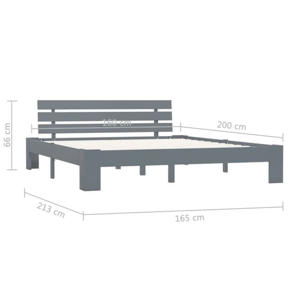 sengeramme med sengegavl 160x200 cm massivt fyrretræ grå