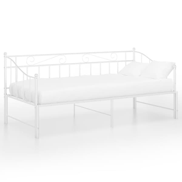 Utdragbar sängram bäddsoffa vit metall 90x200 cm