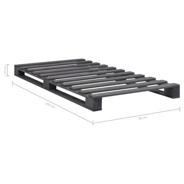 palleseng massivt fyrretræ 90 x 200 cm grå