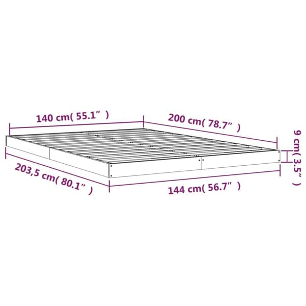 sengeramme 140x200 cm massivt fyrretræ hvid