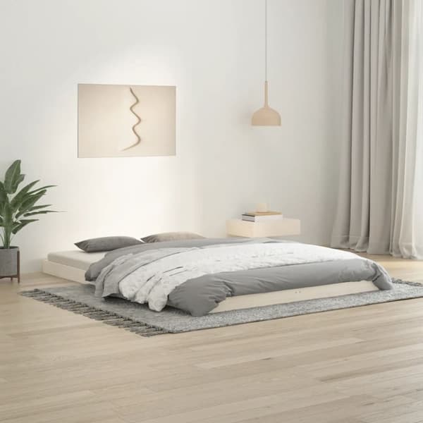 sengeramme 140x200 cm massivt fyrretræ hvid