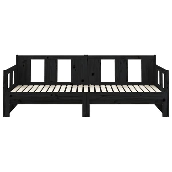 Bäddsoffa svart massiv furu 2x(90x200) cm