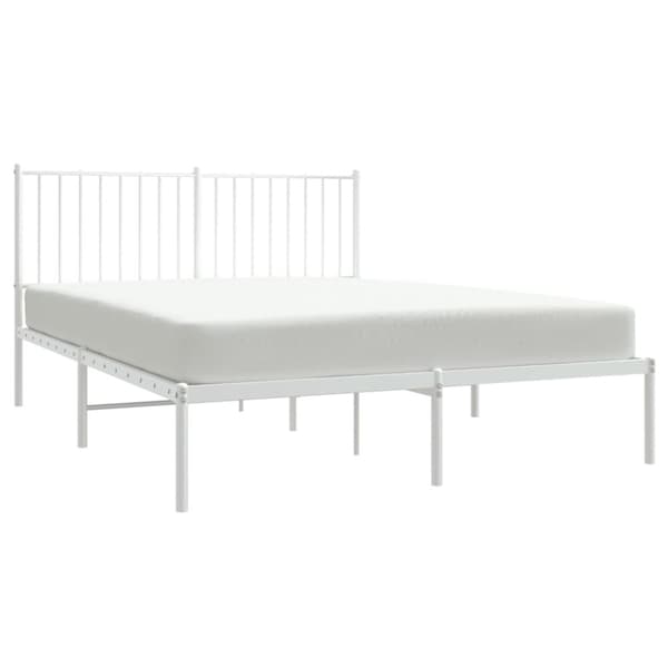 Sängram med huvudgavel metall vit 140x190 cm