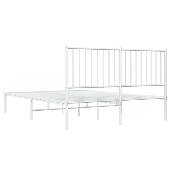 Sängram med huvudgavel metall vit 140x190 cm