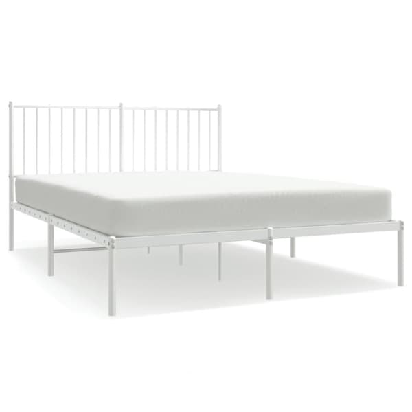 Sängram med huvudgavel metall vit 140x190 cm