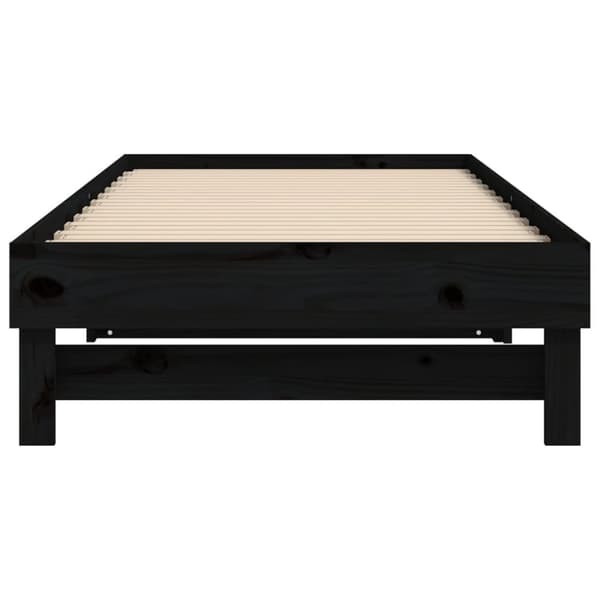 Utdragbar dagbädd svart 2x(90x200) cm massiv furu