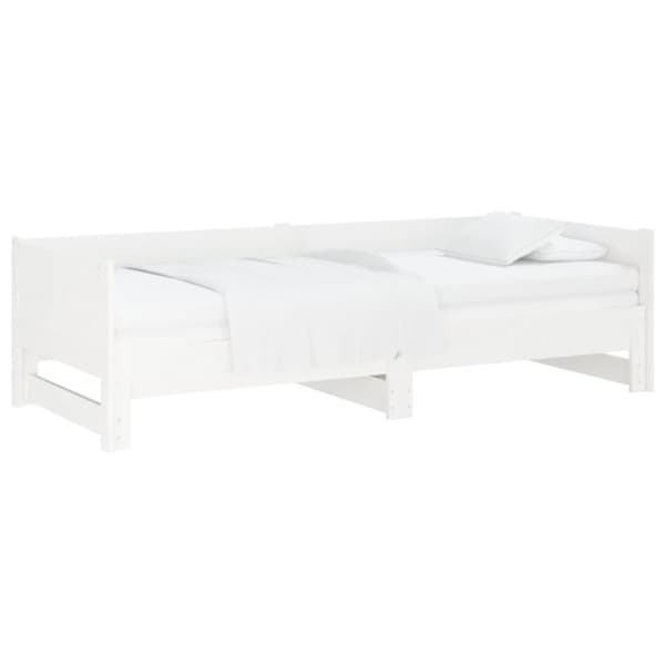 Utdragbar dagbädd vit massiv furu 2x(80x200) cm