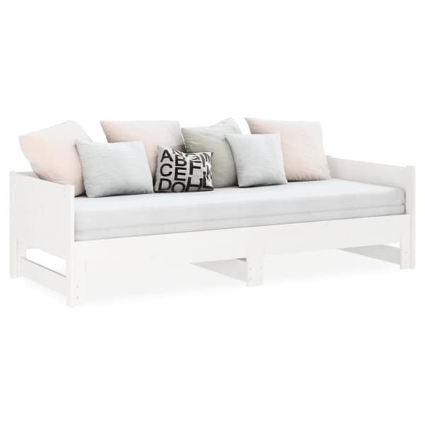 Utdragbar dagbädd vit massiv furu 2x(80x200) cm