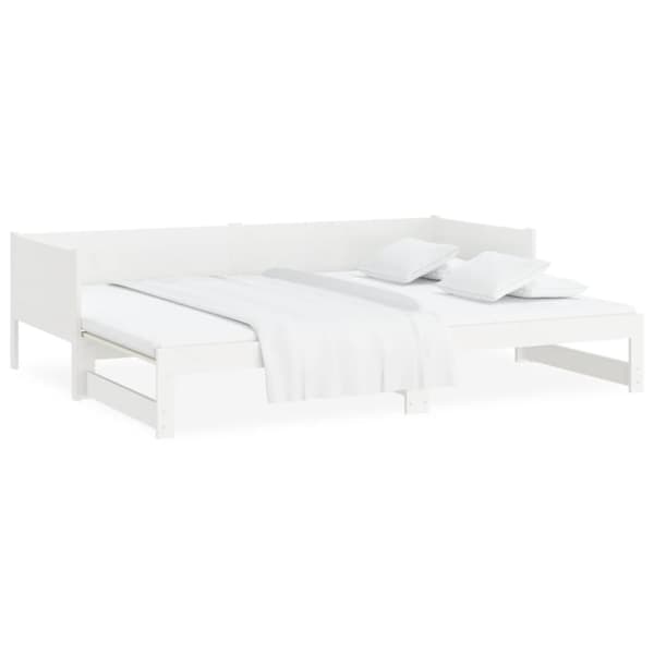 Utdragbar dagbädd vit massiv furu 2x(80x200) cm