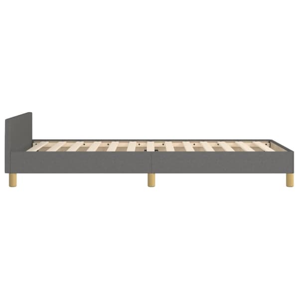 Sängram med huvudgavel mörkgrå 90x200 cm tyg