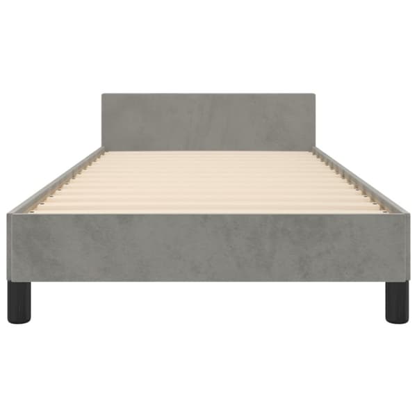 sengeramme med sengegavl 90x190 cm fløjl lysegrå