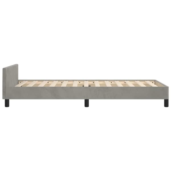 sengeramme med sengegavl 90x190 cm fløjl lysegrå