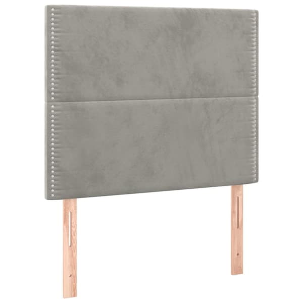 sengeramme med sengegavl 90x190 cm fløjl lysegrå