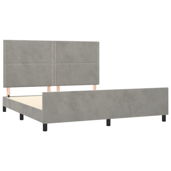 sengeramme med sengegavl 160x200 cm fløjl lysegrå