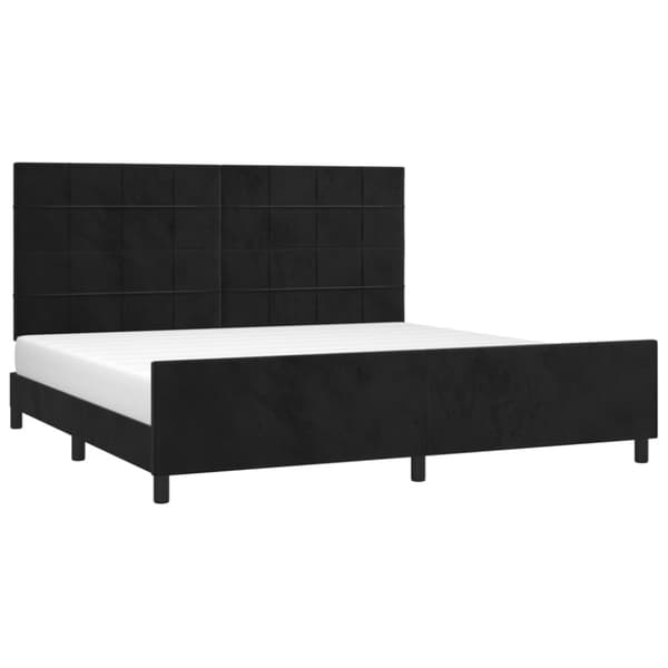 Sängram med huvudgavel svart 200x200 cm sammet