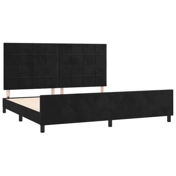 Sängram med huvudgavel svart 200x200 cm sammet
