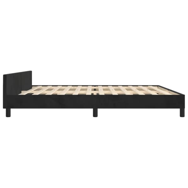 Sängram med huvudgavel svart 200x200 cm sammet