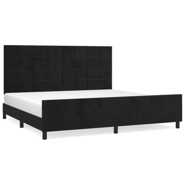 Sängram med huvudgavel svart 200x200 cm sammet