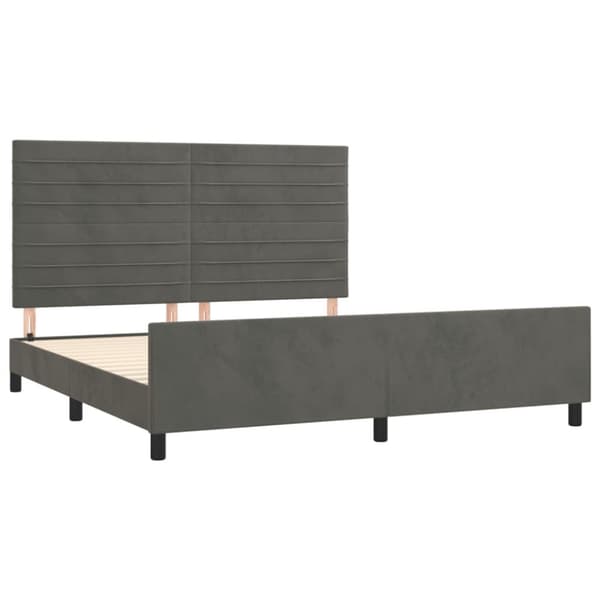 sengeramme med sengegavl 160x200 cm fløjl mørkegrå