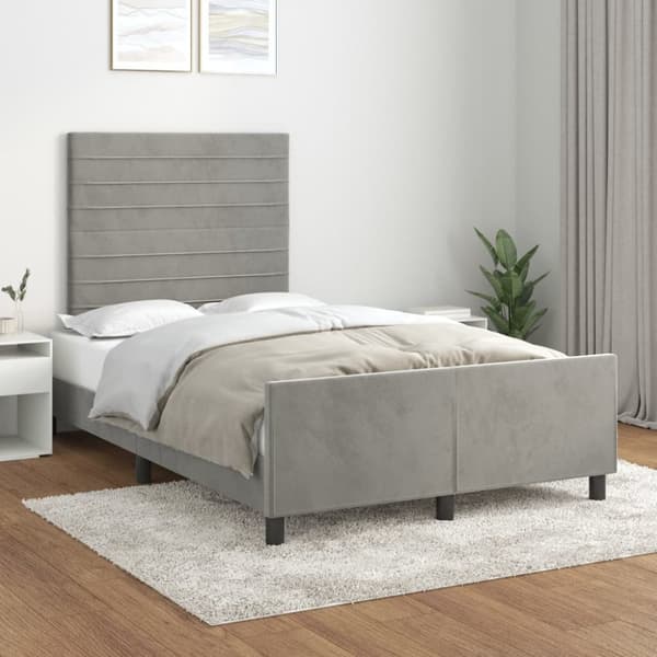 sengeramme med sengegavl 120x200 cm fløjl lysegrå