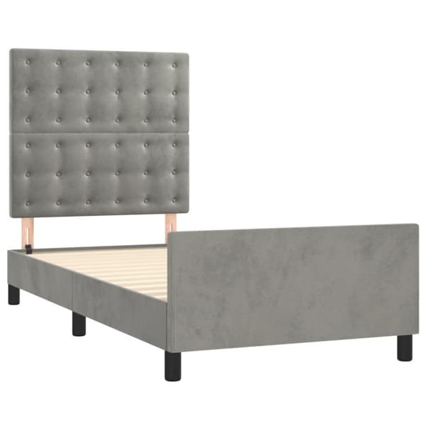 sengeramme med sengegavl 100x200 cm fløjl lysegrå