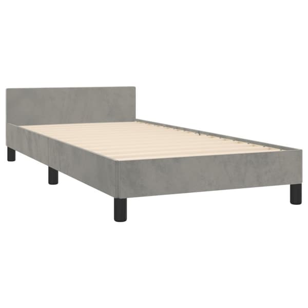sengeramme med sengegavl 100x200 cm fløjl lysegrå
