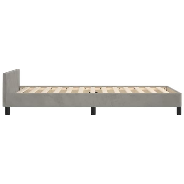 sengeramme med sengegavl 100x200 cm fløjl lysegrå