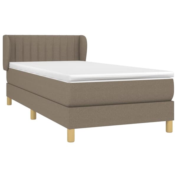 Ramsäng med madrass taupe 90x200 cm tyg