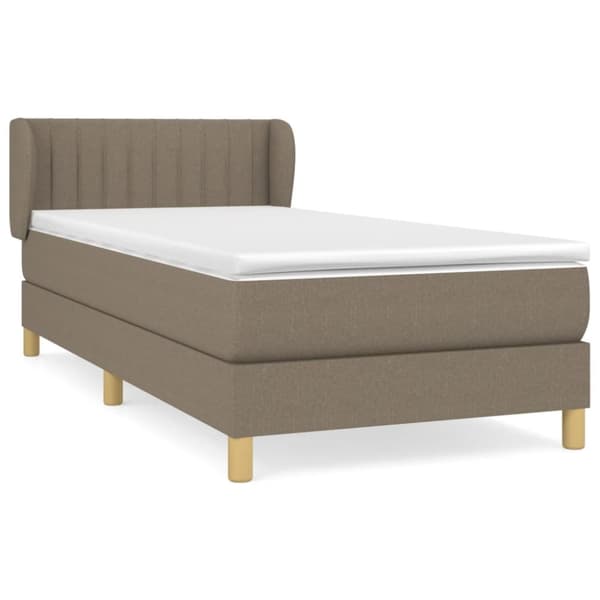 Ramsäng med madrass taupe 90x200 cm tyg