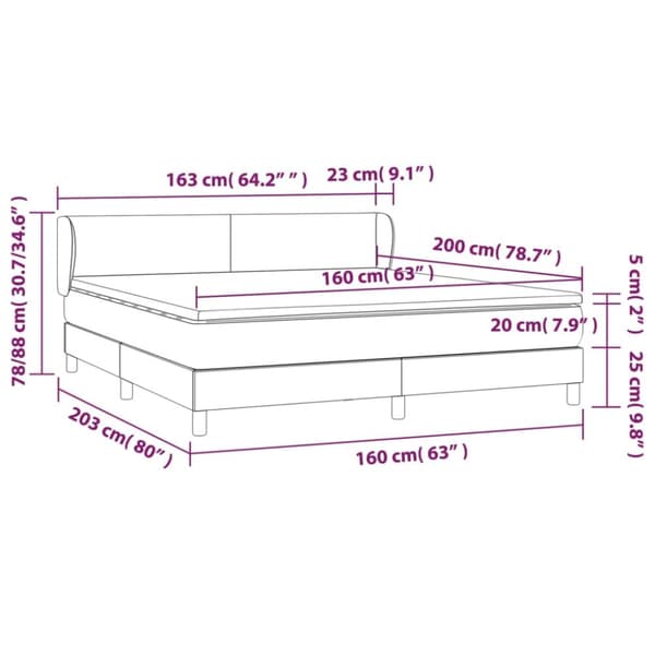 kontinentalseng 160x200 cm kunstlæder hvid