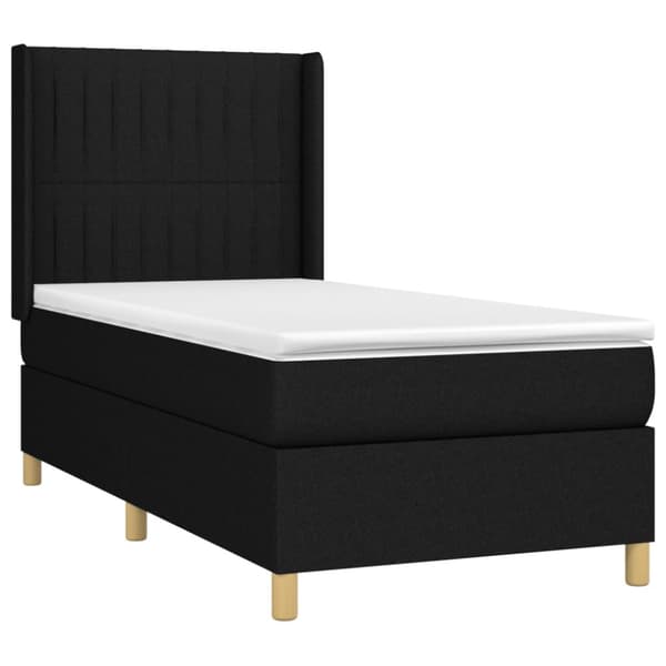 Ramsäng med madrass svart 80x200 cm tyg