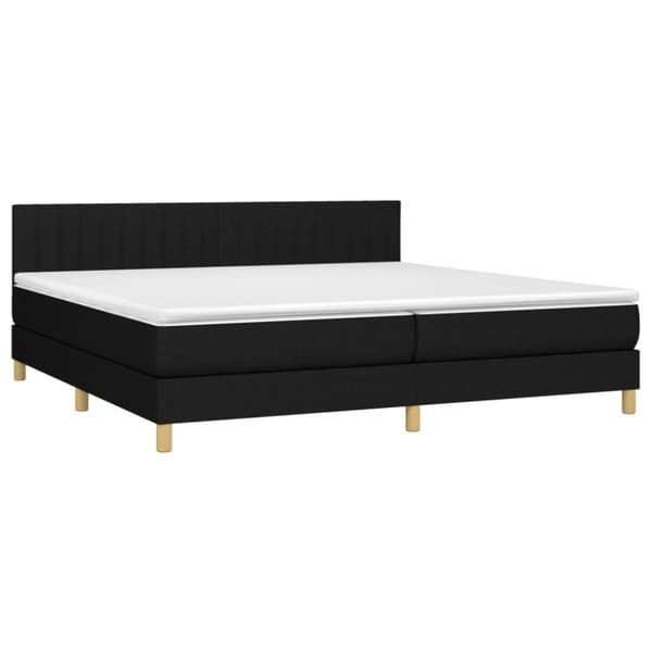 kontinentalseng med LED-lys 200x200 cm stof sort