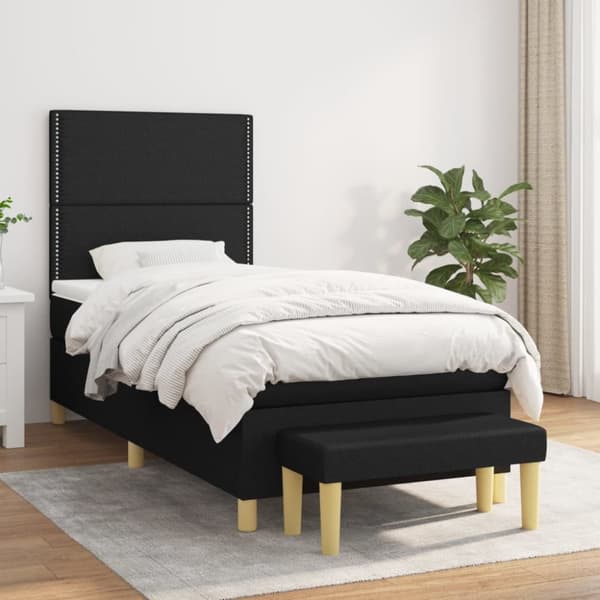 kontinentalseng med madras 100x200 cm stof sort