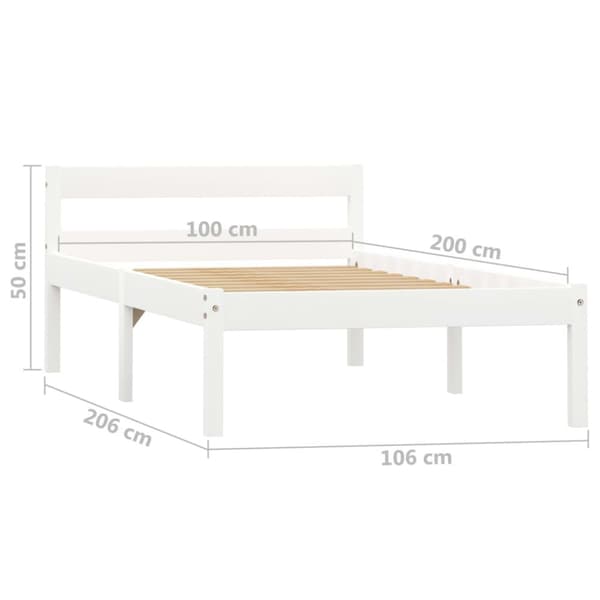 sengestel massivt fyrretræ 100 x 200 cm hvid