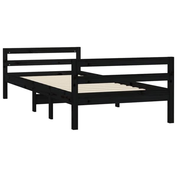 Sängynrunko musta 75x190 cm täysi mänty
